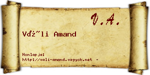 Váli Amand névjegykártya
